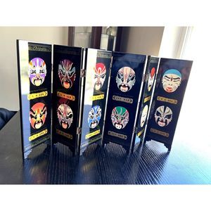 6 panels folding screen, Chinese Peking Opera Facial makeups, room decoration